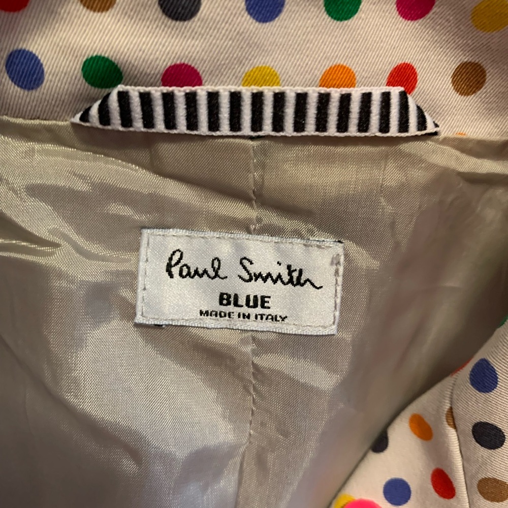 PAUL SMITH Blue collection ladies 100% cotton size 10 Polka Dot coat GUC - Picture 2 of 15